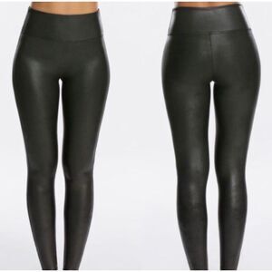 SPANX Black Faux Leather Tummy Control High Waisted Legging